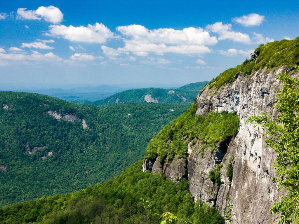 View of Whiteside Mountain's cliffs