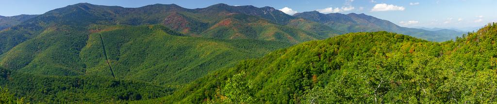 Panaorama of the Black Mountains from the Blue Ridge Parkway east of the range.