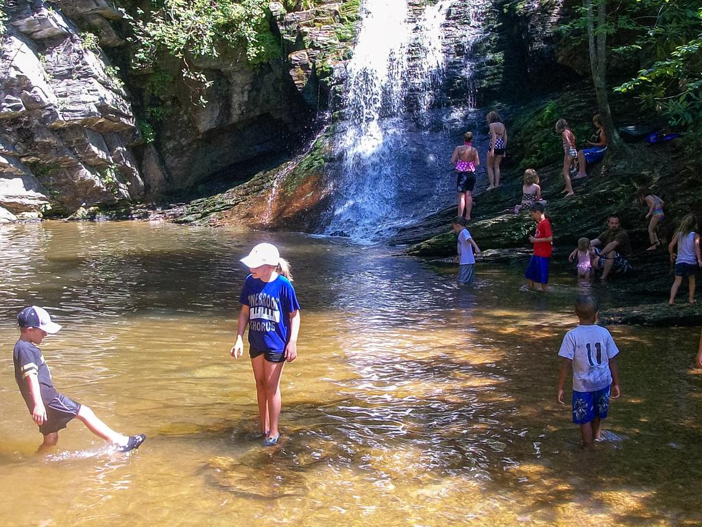 Kids can hardly resist a splash in the creek at the end of a long hike!