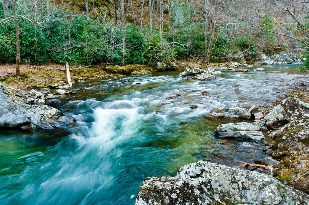 Big Laurel Creek flows into the French Broad River not far from Hot Springs.