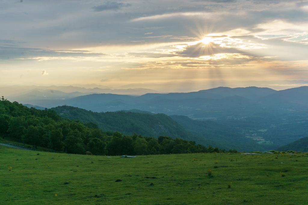 View west from Bearwallow Mountain at sunset