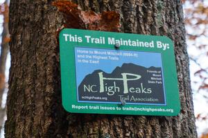 NC High Peaks Maintenance Sign