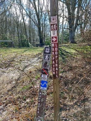 Signs for the Max Patch Loop Trail