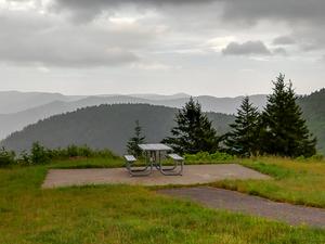 Picnic Table at the Start of the Richland Balsam Trail