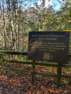 Sign for the North Fork Catawba River Bridge on the Mountains to