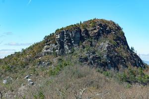 View of Table Rock from the Mountains to Sea Trail in the Chimne